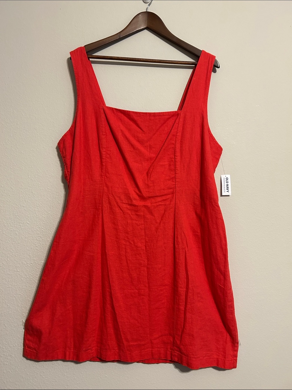 Linen Blend Old Navy Red Smocked Sundress XXL | Boho Cottagecore Summer Dress